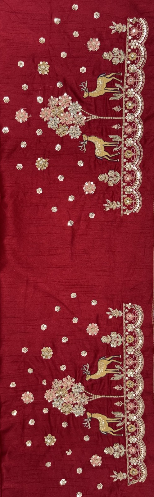 Maroon Bridal Cutdana-Work Embroidered Ethinc Motif Semi-Stitched Lehenga Choli